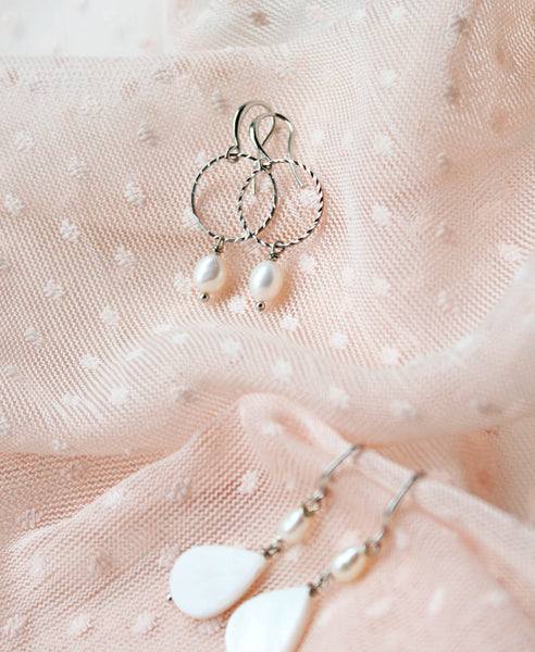 Oorbellen • Big Pearly Hoops, Zilver