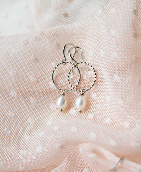 Oorbellen • Big Pearly Hoops, Zilver