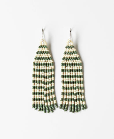 Oorbellen • Meryl, beaded, Salie Green