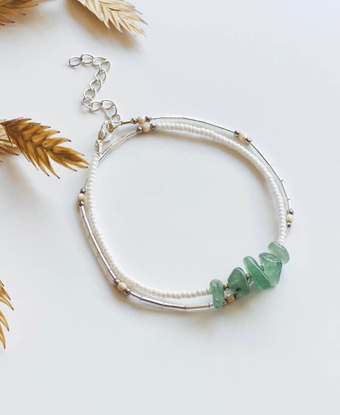 Armband & Creolen set • Aventurijn, zilver
