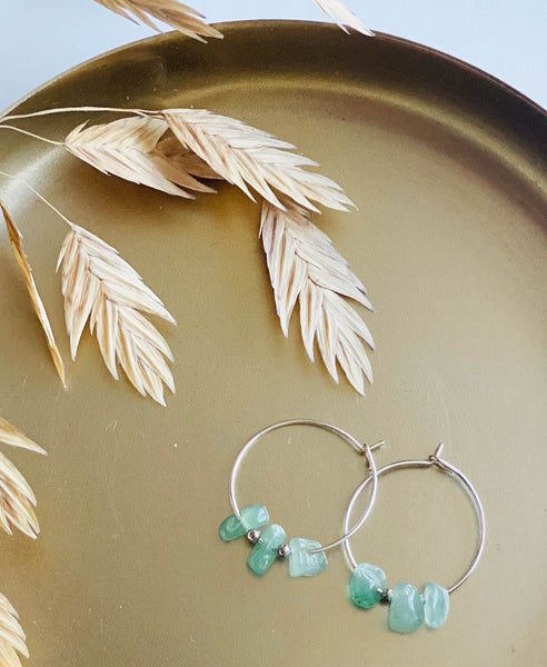 Armband & Creolen set • Aventurijn, zilver