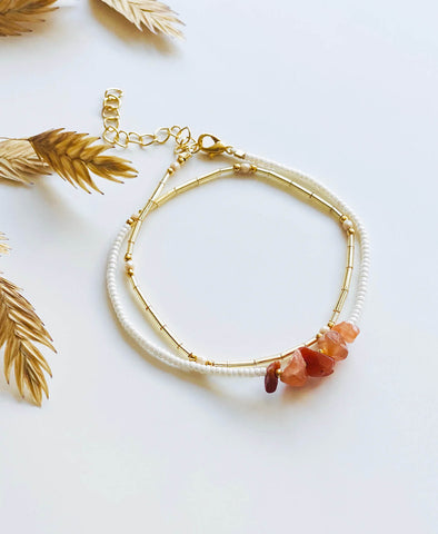Armband & Creolen set • Carneool, goud