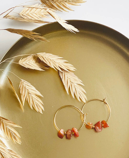 Armband & Creolen set • Carneool, goud