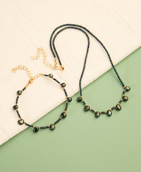 Armband & Ketting set • Kujaku, goud