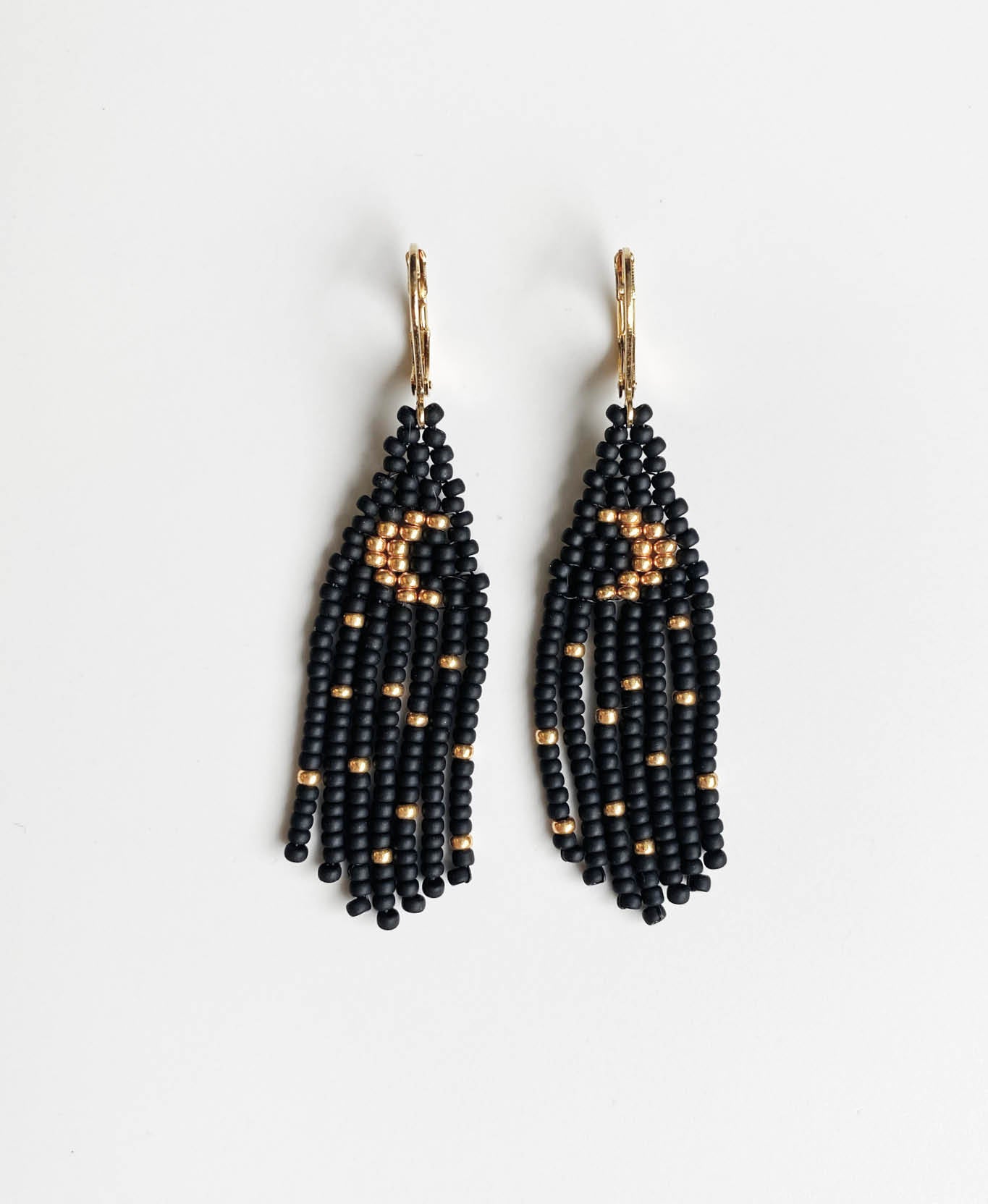 Oorbellen • Tiny Moon, zwart, goud